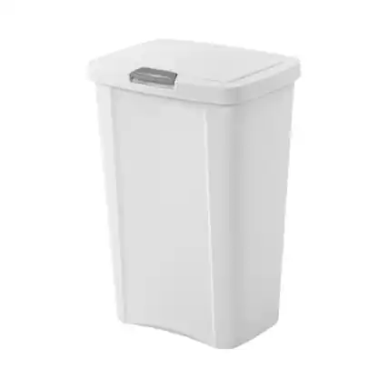 Front. Sterilite - STERILITE 10458004 Touch Can, White, 13 Gallon.
