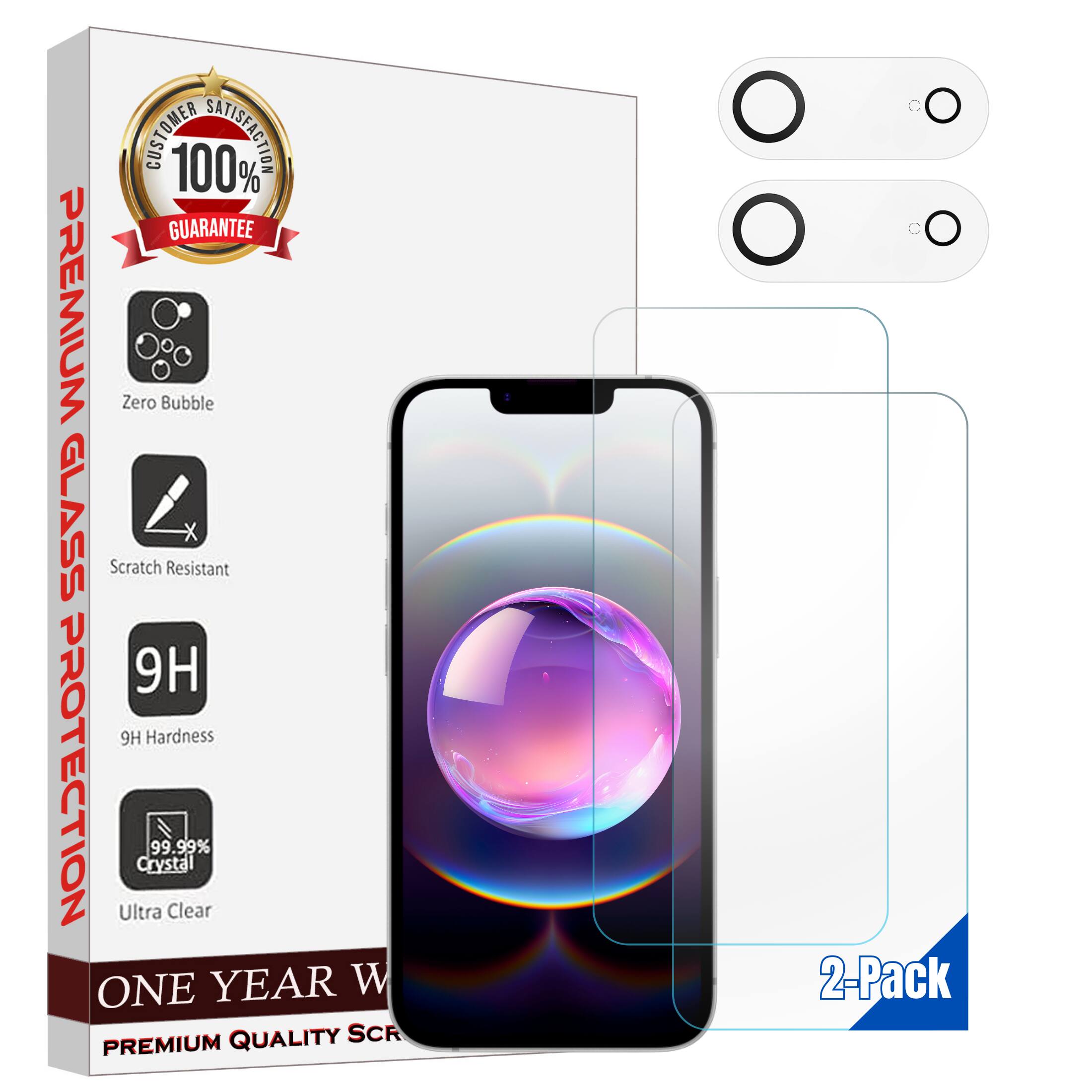 CUSTOMER 100% SATISFACTION GUARANTEE  
PREMIUM GLASS PROTECTION  
Zero Bubble  
Scratch Resistant  
9H Hardness  
99.99% Crystal  
Ultra Clear  
ONE YEAR WARRANTY  
PREMIUM QUALITY  
2-Pack