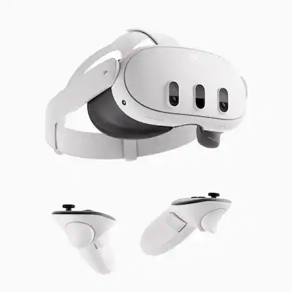 Front. Meta - Meta Quest 3 512GB | Virtual Reality Headset Without Wires — Thirty Percent Sharper Resolution — 2X Graphical Processing - White.