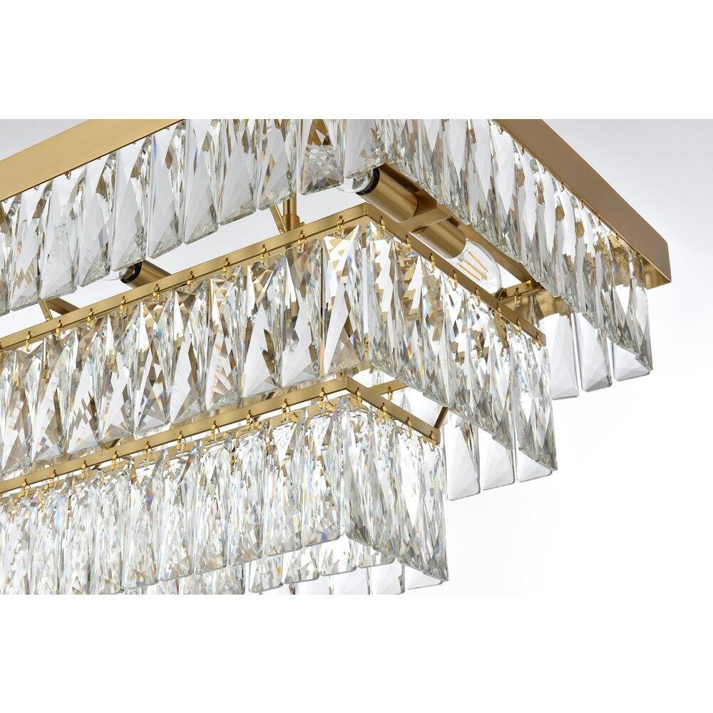 Alt View 3. Elegant Lighting - Josephine 36 Inch Rectangular Chandelier In Satin Gold - Satin Gold And Clear.