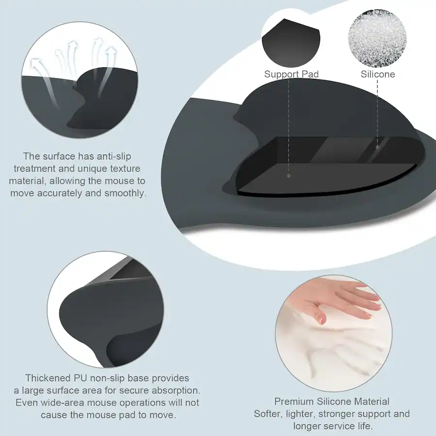 Motion Mouse Pad mosiso Mouse Pad with Wrist Rest Support, 3 in 1 Gel Memory Foam ...