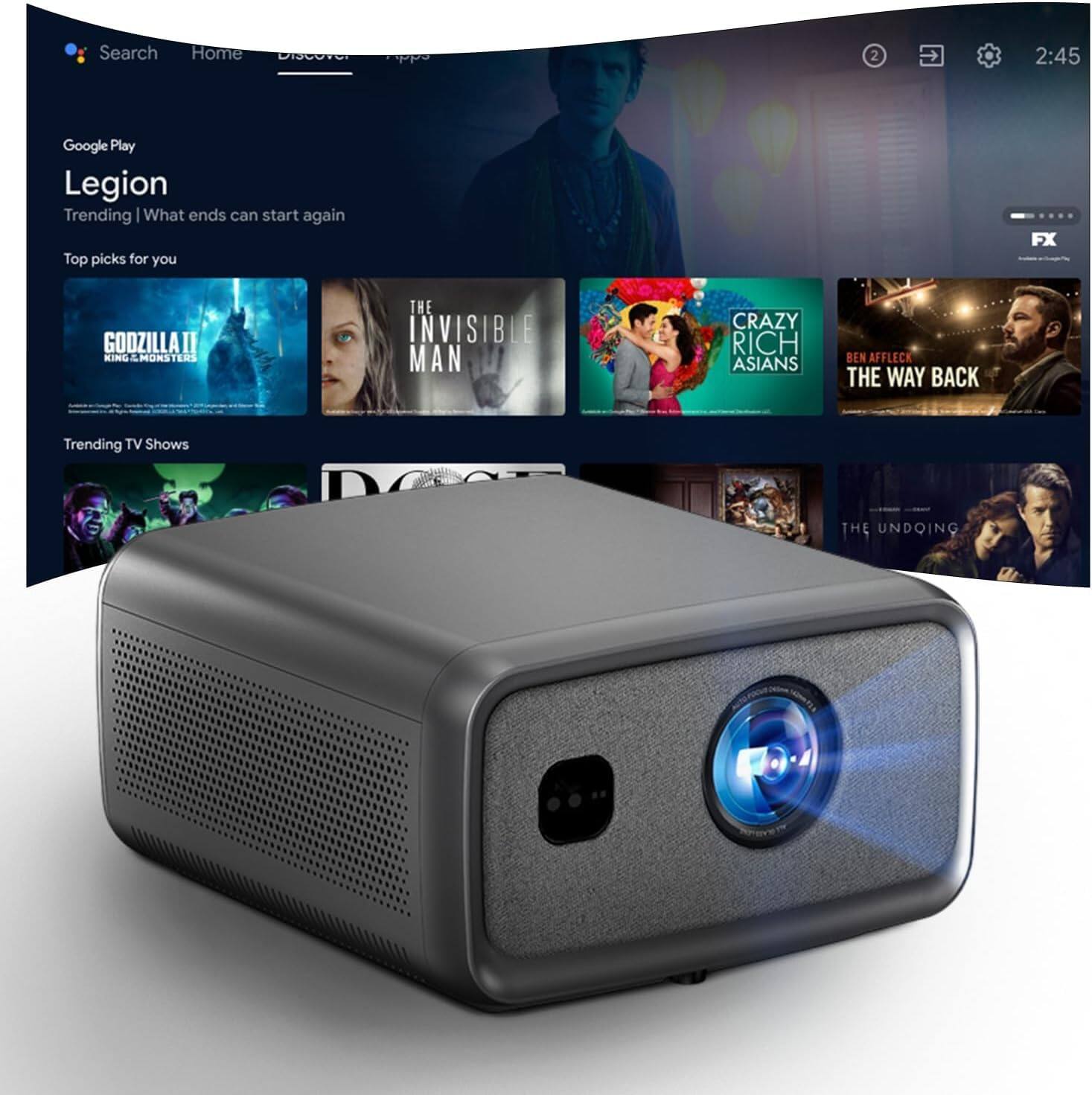 BOSS - S8A 4K UHD Projector - 7000 Lumens, Android 12, 128GB, WiFi, Bluetooth, Auto Focus & Keystone, 3D, HDMI/USB - Black