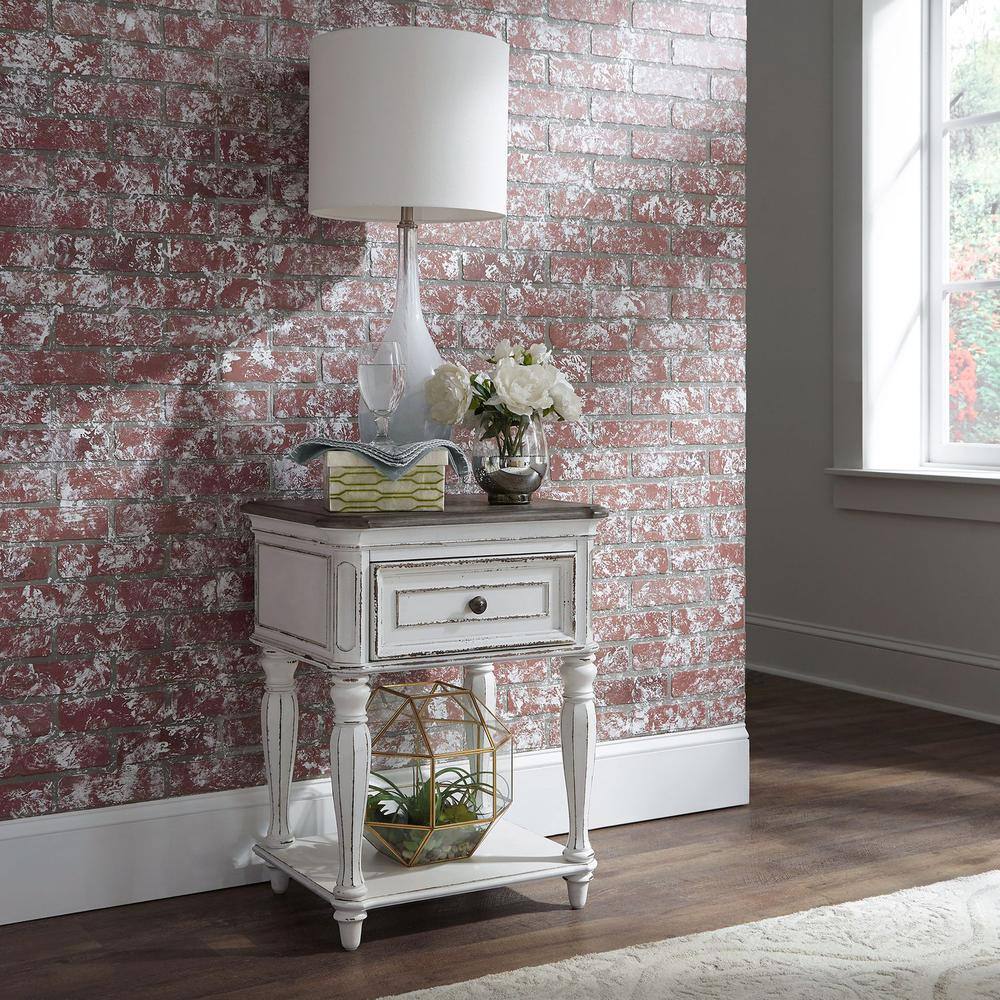 Back. Liberty Furniture Industries - Magnolia Manor Leg Night Stand in Antique White - White.