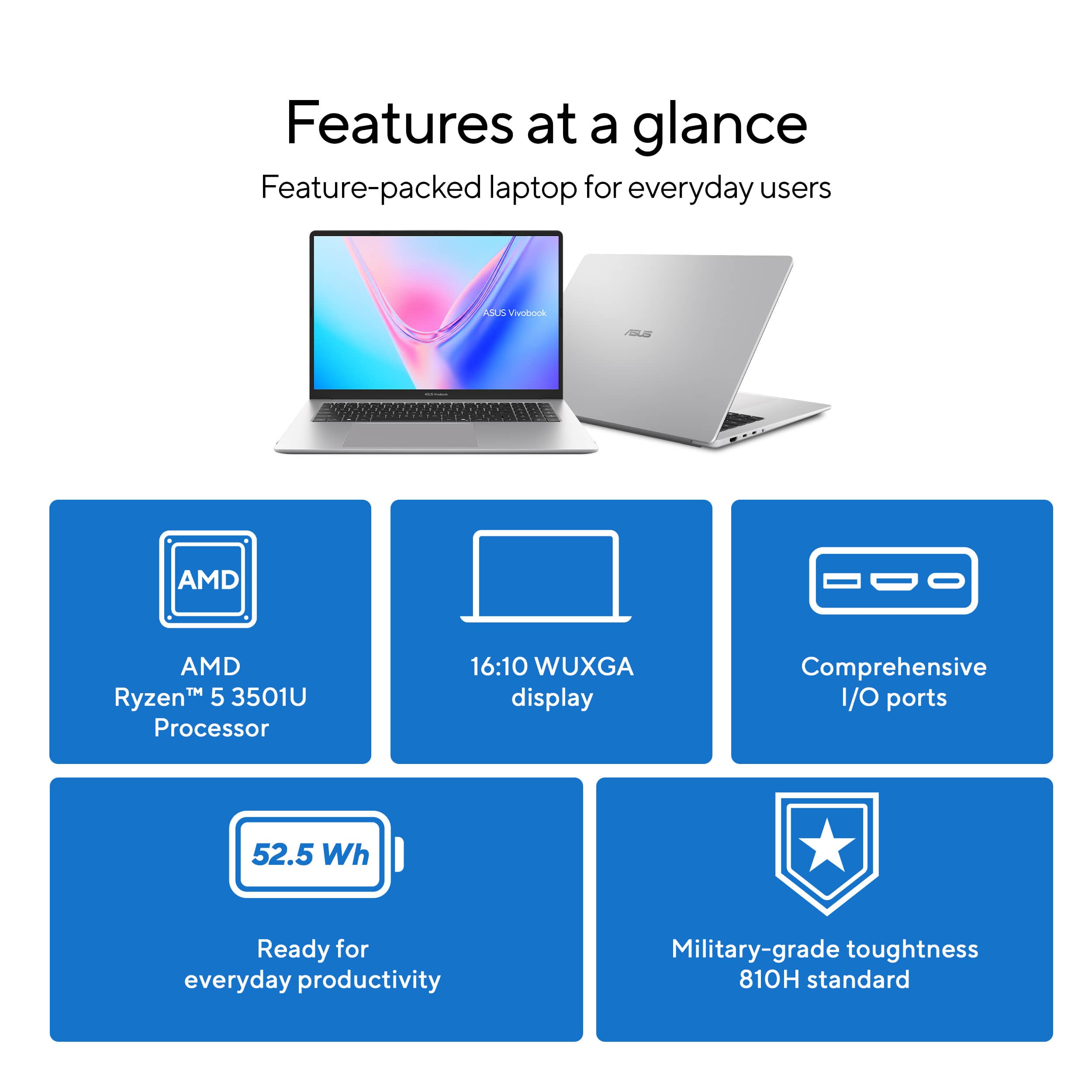 ASUS Vivobook 16 16” 2K Laptop AMD Ryzen 5 3501U (2026) 8GB Memory