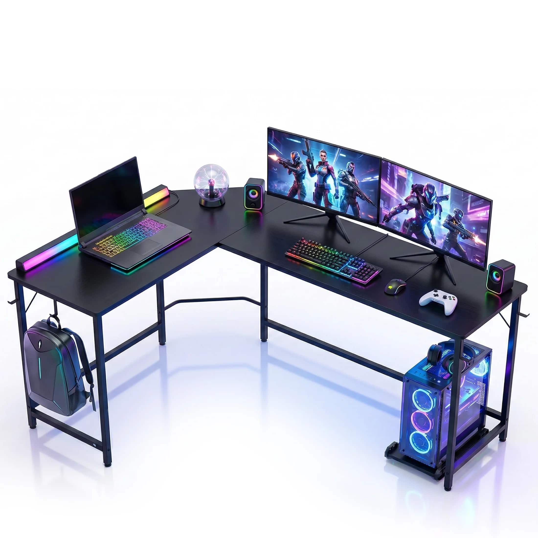 Anysun - L-Shaped Desk with Double-Sided Work Areas - Stylish Space-Optimizing Design - Black