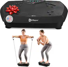 LifePro - HexaPlate Vibration Plate – Whole Body Exercise Machine with Magnetic Acupoints for Muscle Toning & Recovery - Black