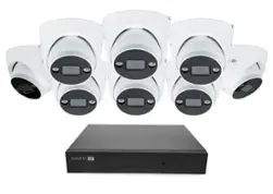 Swann - AdvancedX Wired NVR 4K Security Camera System, 8 CH, 8 PoE Dome Cameras Outdoor, 1TB, Night Vision, Motion Detect - White - Front_Zoom