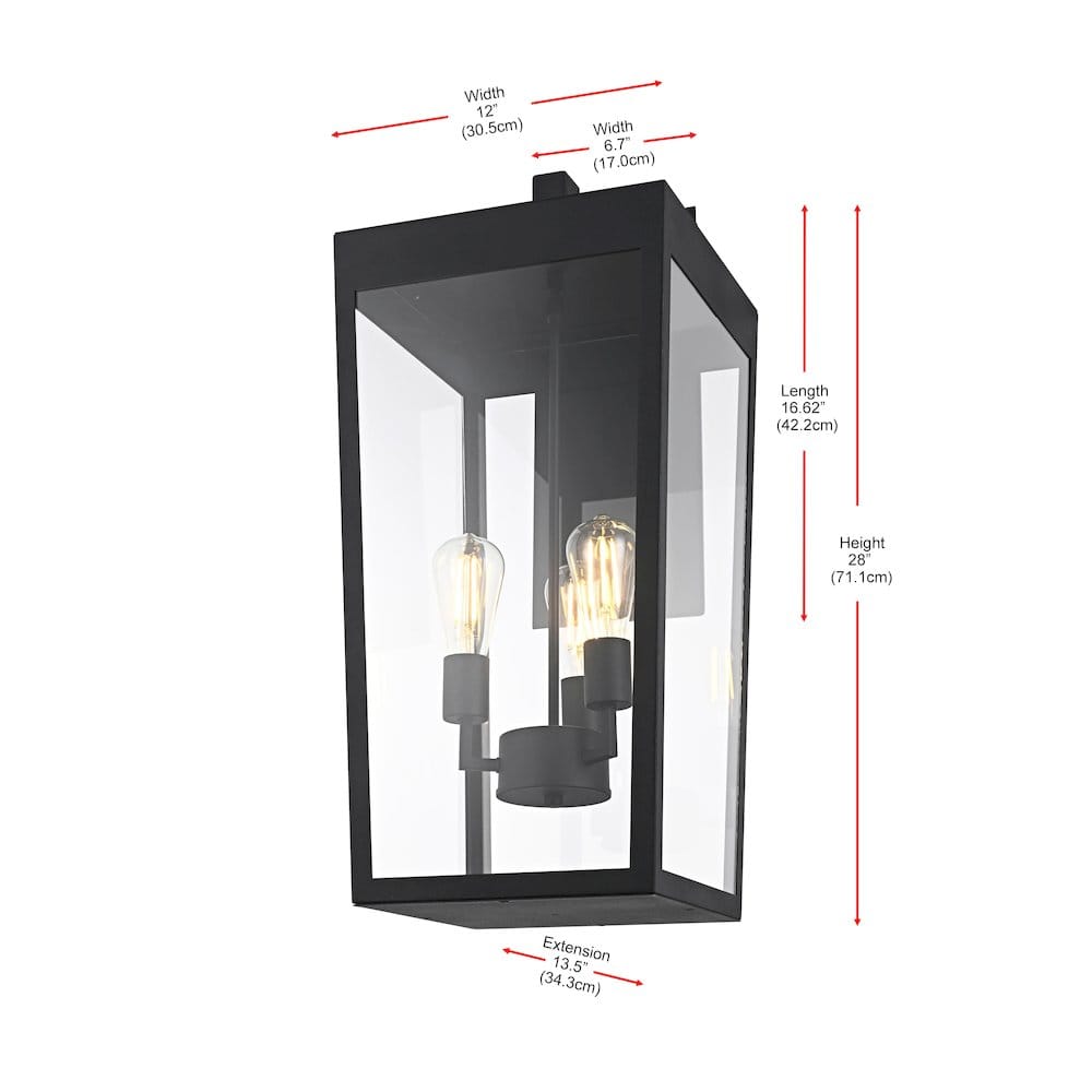 Elegant Lighting - William 12 Inch Outdoor Wall Sconce In - Black price history on PriceWatchPro