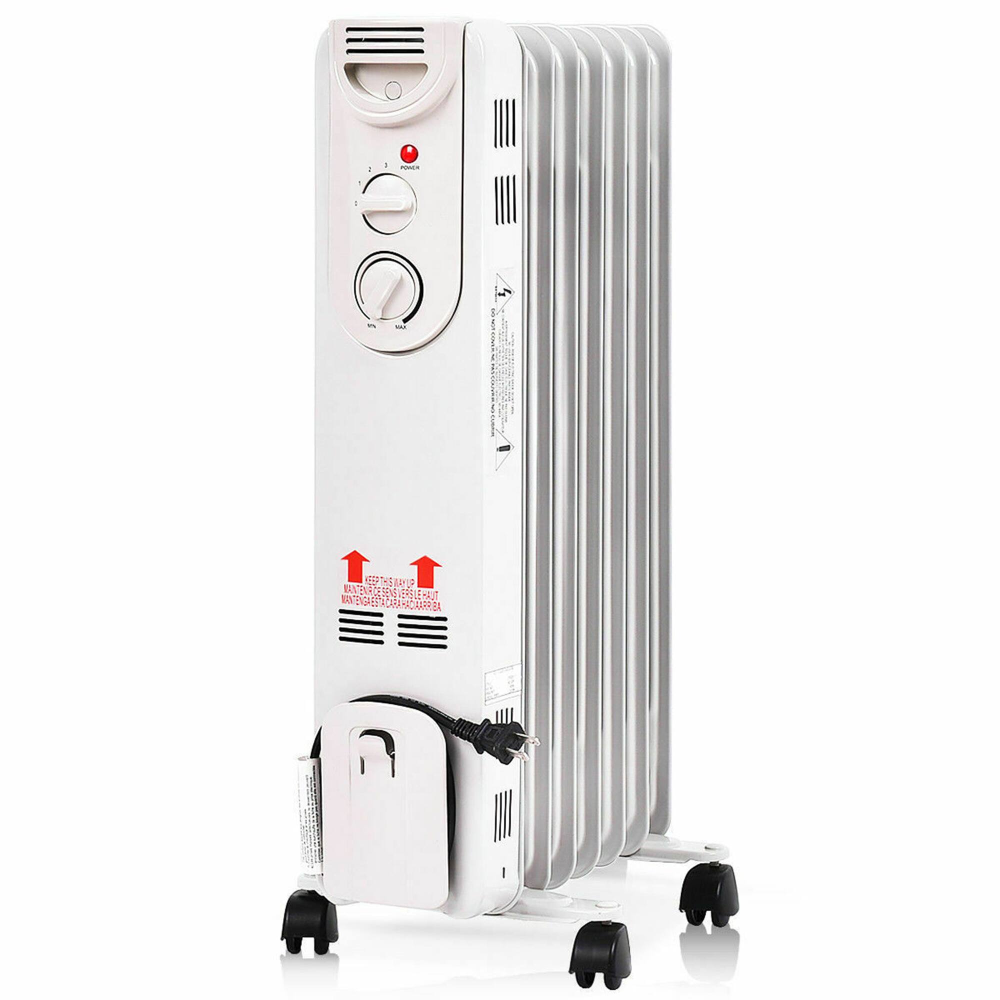 Gymax - 1500W Oil Filled Radiator Space Heater w/ Adjustable Thermostat Home Office - White