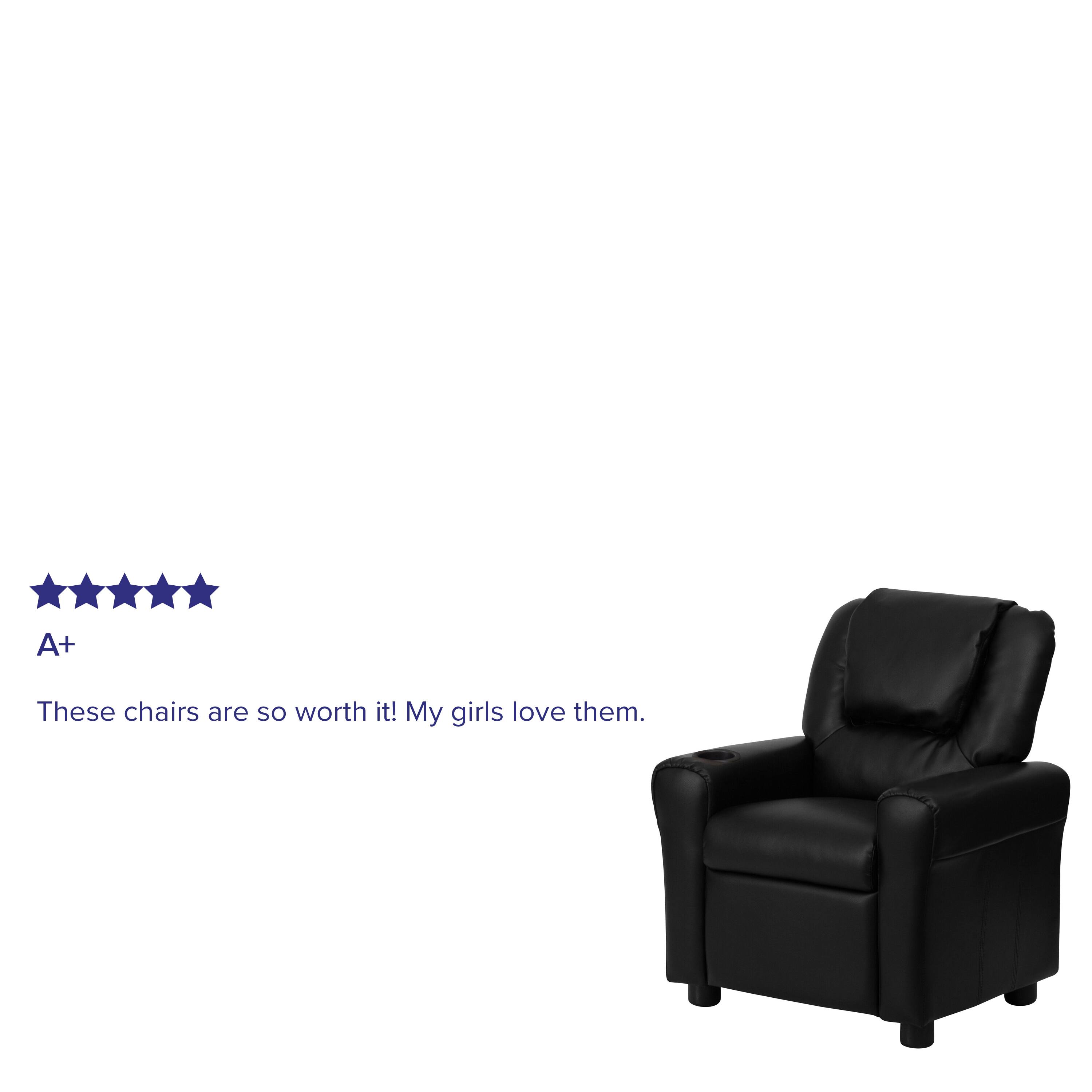 Alt View 12. Alamont Home - Contemporary Kids Recliner with Cup Holder and Headrest - Black LeatherSoft.