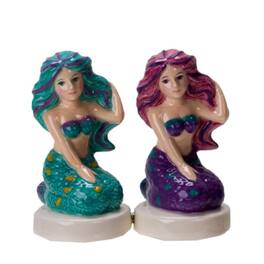Pacific Trading - Seaside Serenade Mermaids Ceramic Magnetic Salt and Pepper Shaker Set - Multicolor