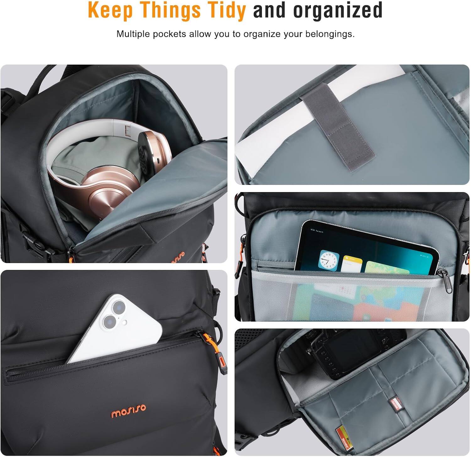Keep Things Tidy and organized  
Multiple pockets allow you to organize your belongings.