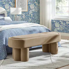 Mossi Oval Performance Velvet Accent Bench by Modway - Taupe