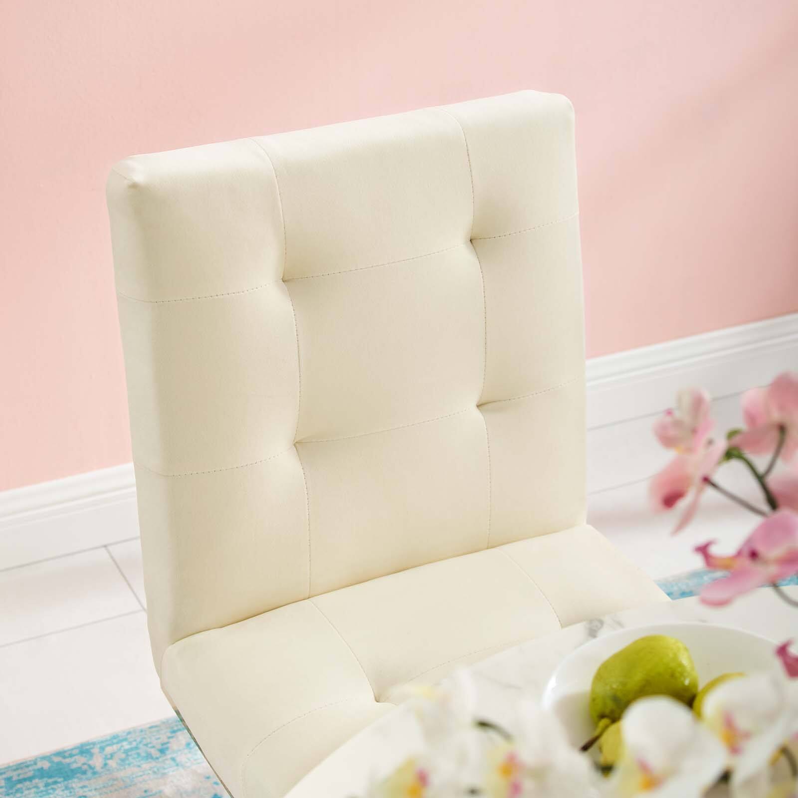 Left. Modway - Privy Gold Stainless Steel Performance Velvet Dining Chair by Modway - Gold Ivory.