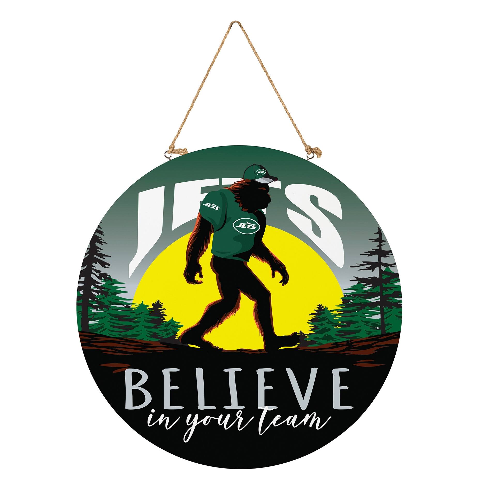 18" Bigfoot "Believe in Yourself" Team Logo Wood Round Door Sign