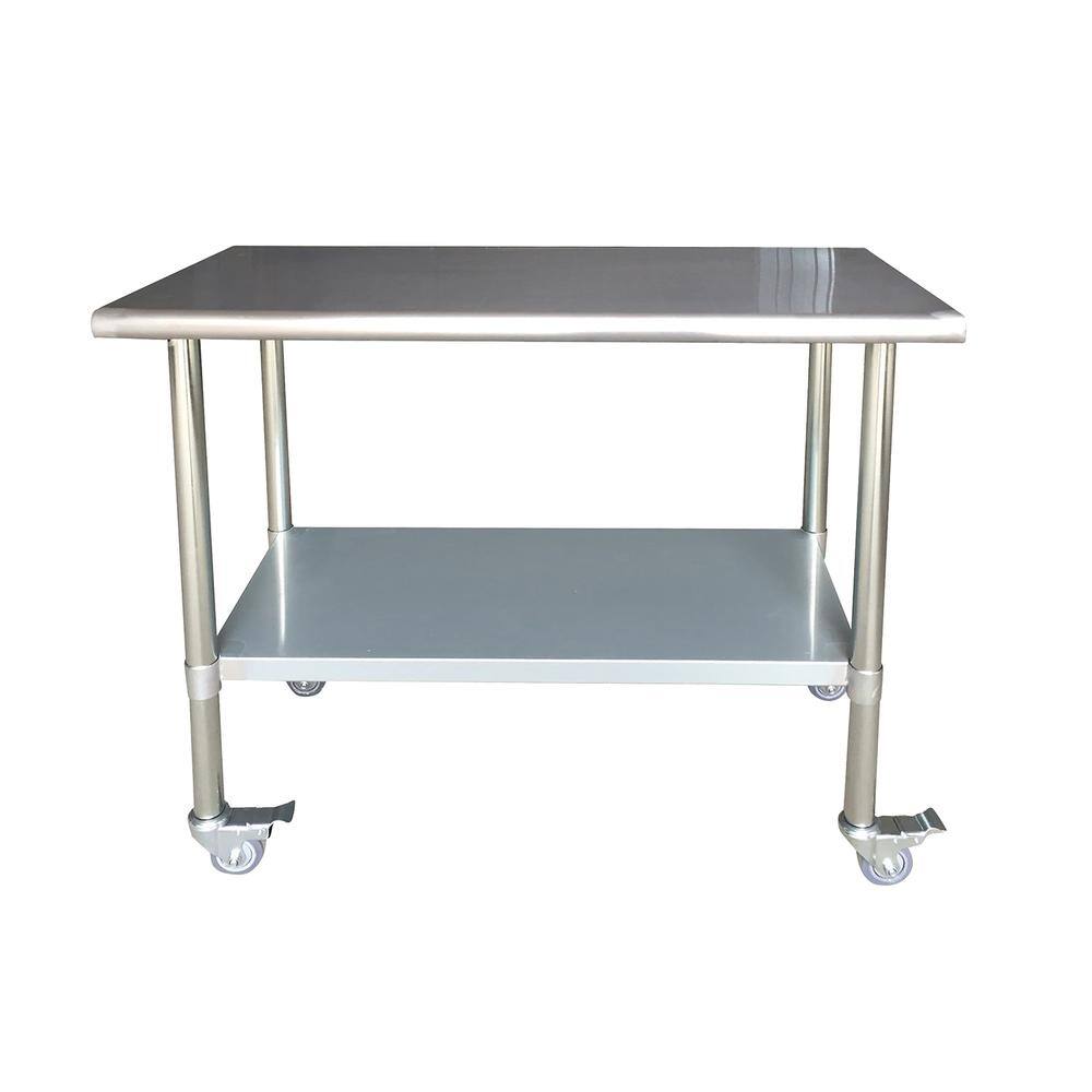 Front. Sportsman Pro-Series - Stainless Steel Work Table with Casters 24 x 48 Inches - Silver.