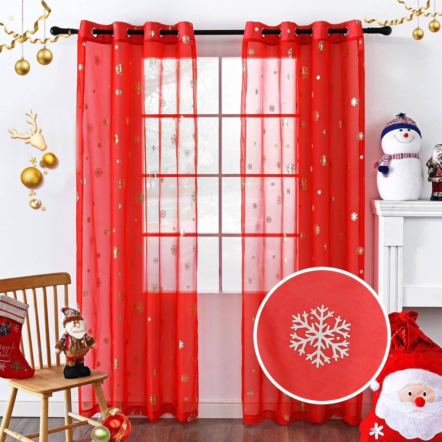 Snow/Red Silver-52"W x 72"L (Pack of 2)