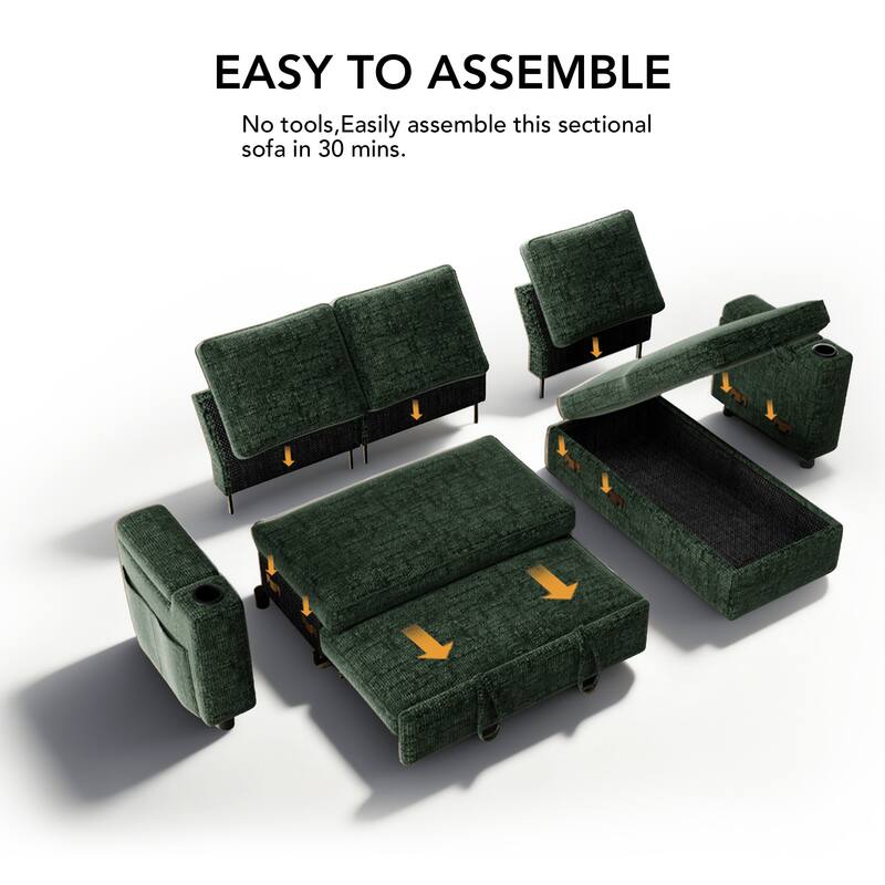 EASY TO ASSEMBLE

No tools, easily assemble this sectional sofa in 30 mins.