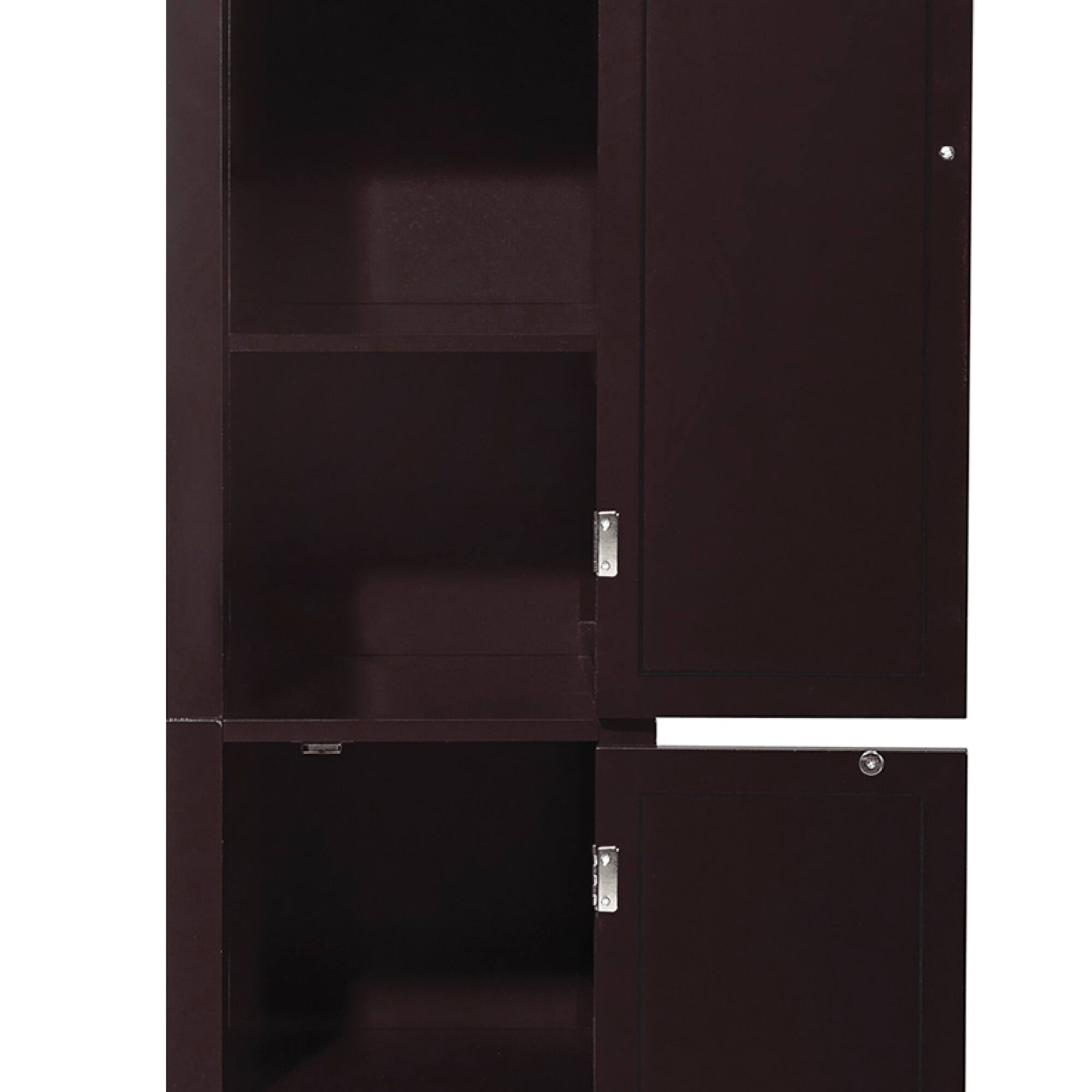 Alt View 1. Teamson Home - Teamson Home Glancy Freestanding Linen Tower with Louvered Doors, Dark Brown - Brown.