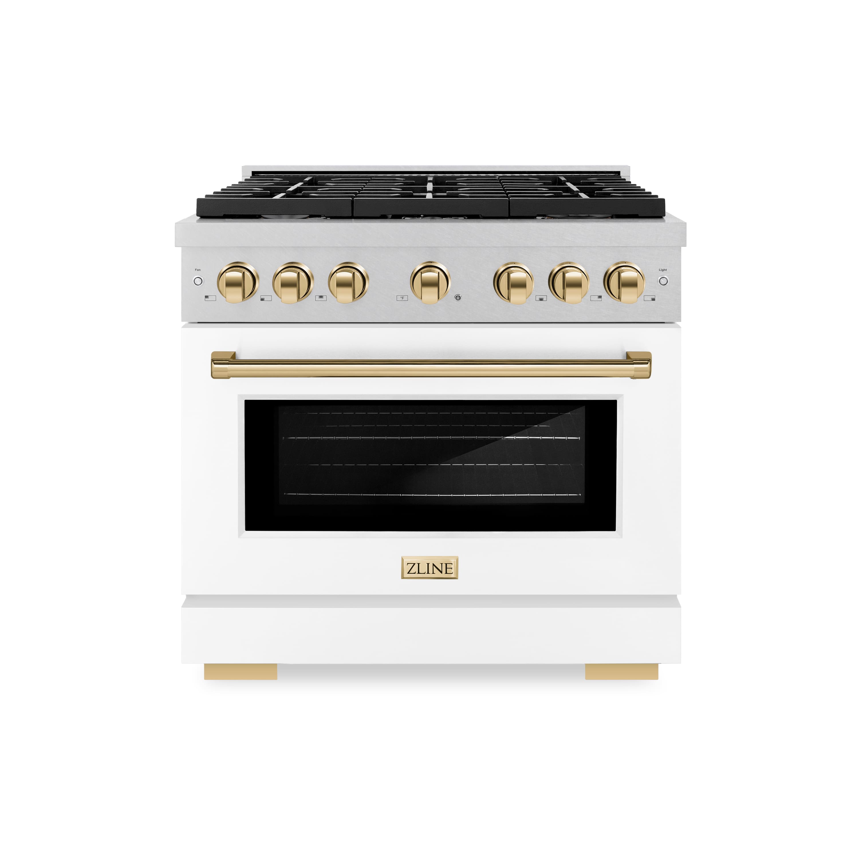 ZLINE - Autograph 36 in. Paramount Dual Fuel Range with White and Gold Accents (SDRSZ-WM-36-G) - White - Front_Zoom