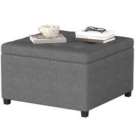 Homcom - Storage Ottoman Bench, Button Tufted Ottoman with Flip Top for Living Room - Gray