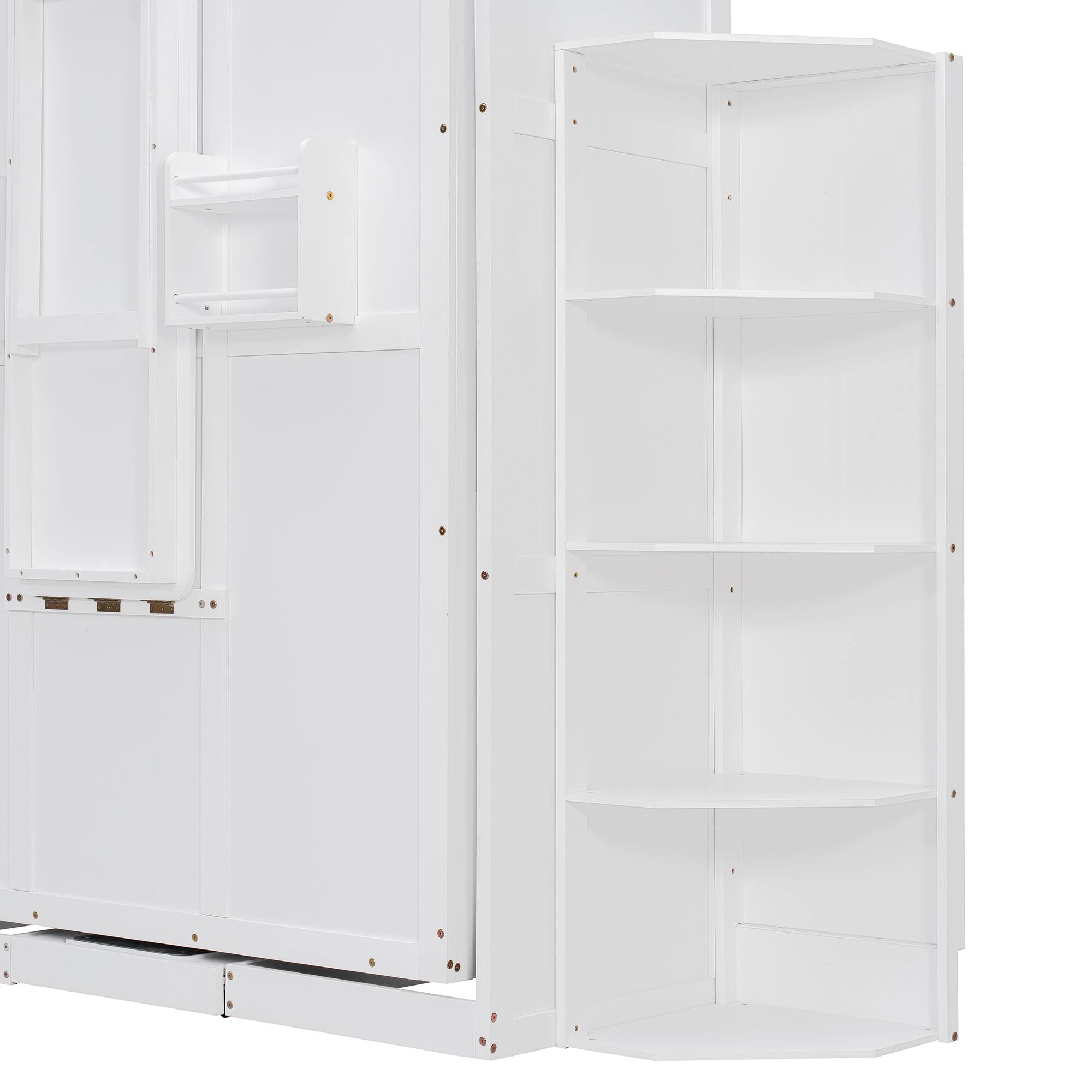 Alt View 6. Anysun - Rotating Queen Murphy Bed - Hidden Wall Cabinet, 3-Tier Shelves, Convertible Desk, Space-Saving System for Home Office - White.