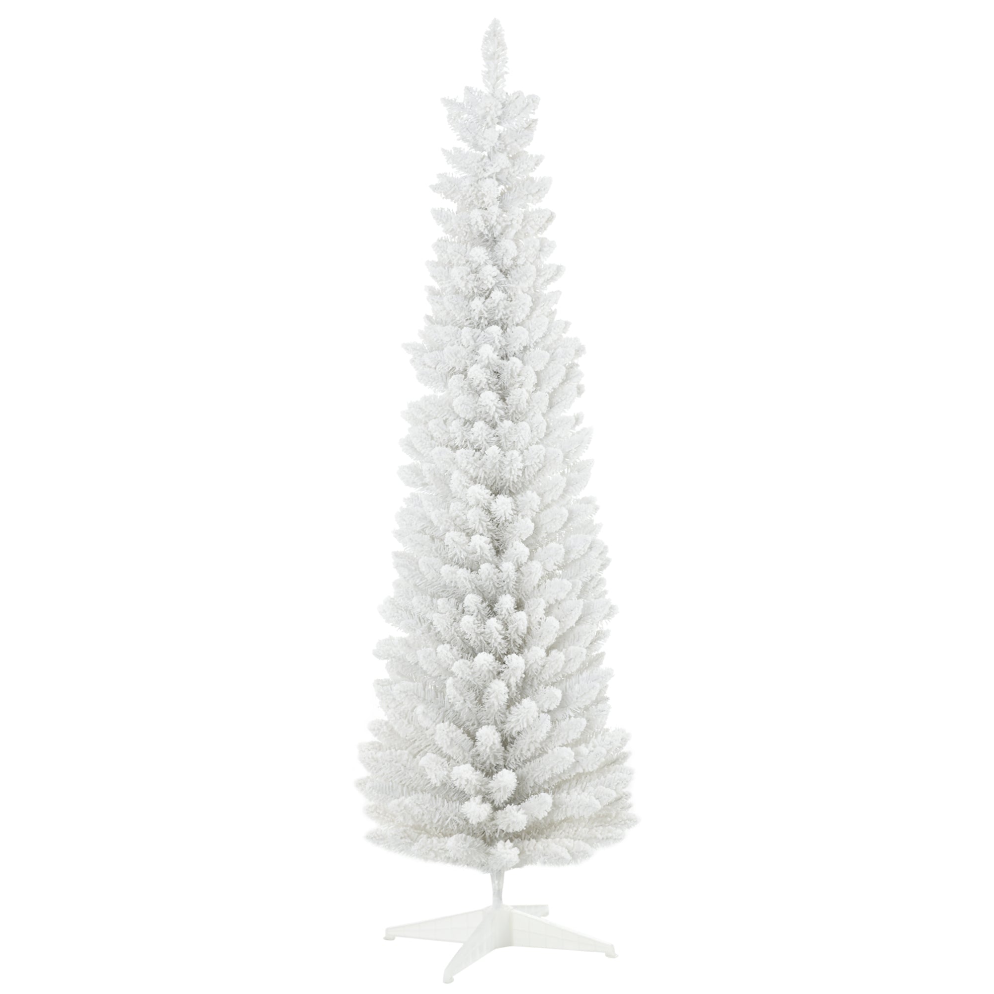 Alt View 6. BreeBe - 6 ft Snow Flocked Artificial Pencil Christmas Tree - White.