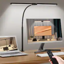 Dazzed Corner - Led Desk Lamp, Smart Double Head Computer Monitor Table Clip Lamp - Black