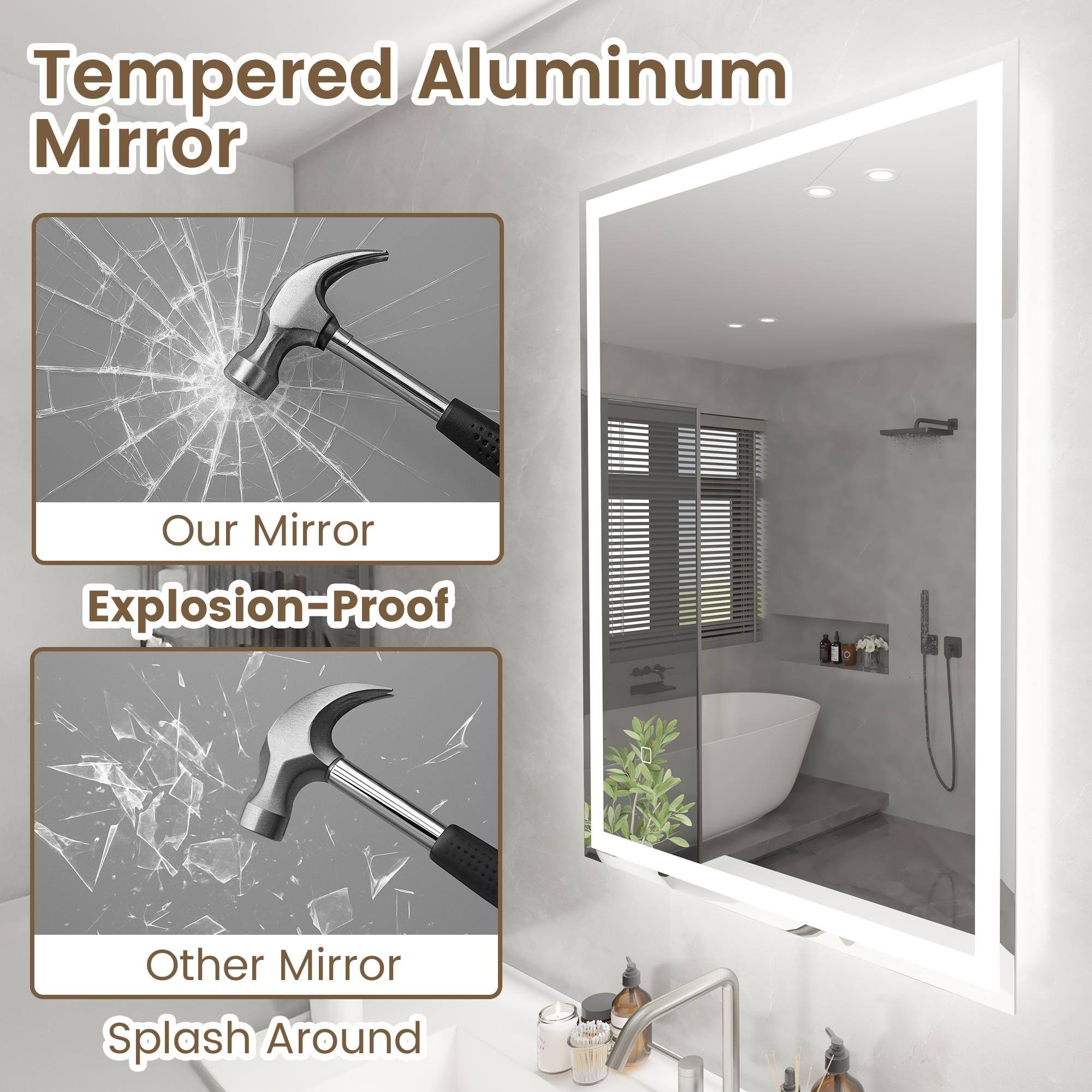 Tempered Aluminum Mirror
Our Mirror
Explosion-Proof
Other Mirror
Splash Around