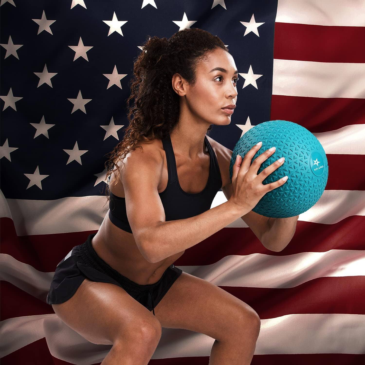 Alt View 3. Yes4All - Yes4All 10Lb Slam Ball, Durable Sand Filled Workout Weight Ball, Teal (Triangle) - Teal.