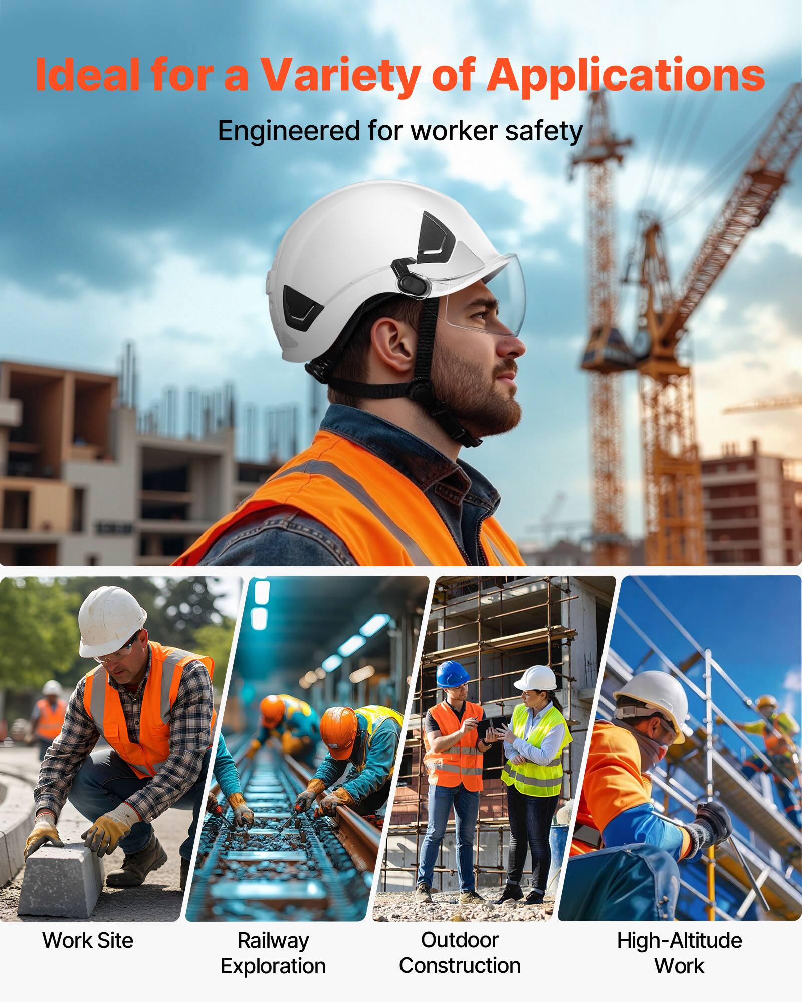 Ideal for a Variety of Applications  
Engineered for worker safety  

Work Site  
Railway Exploration  
Outdoor Construction  
High-Altitude Work