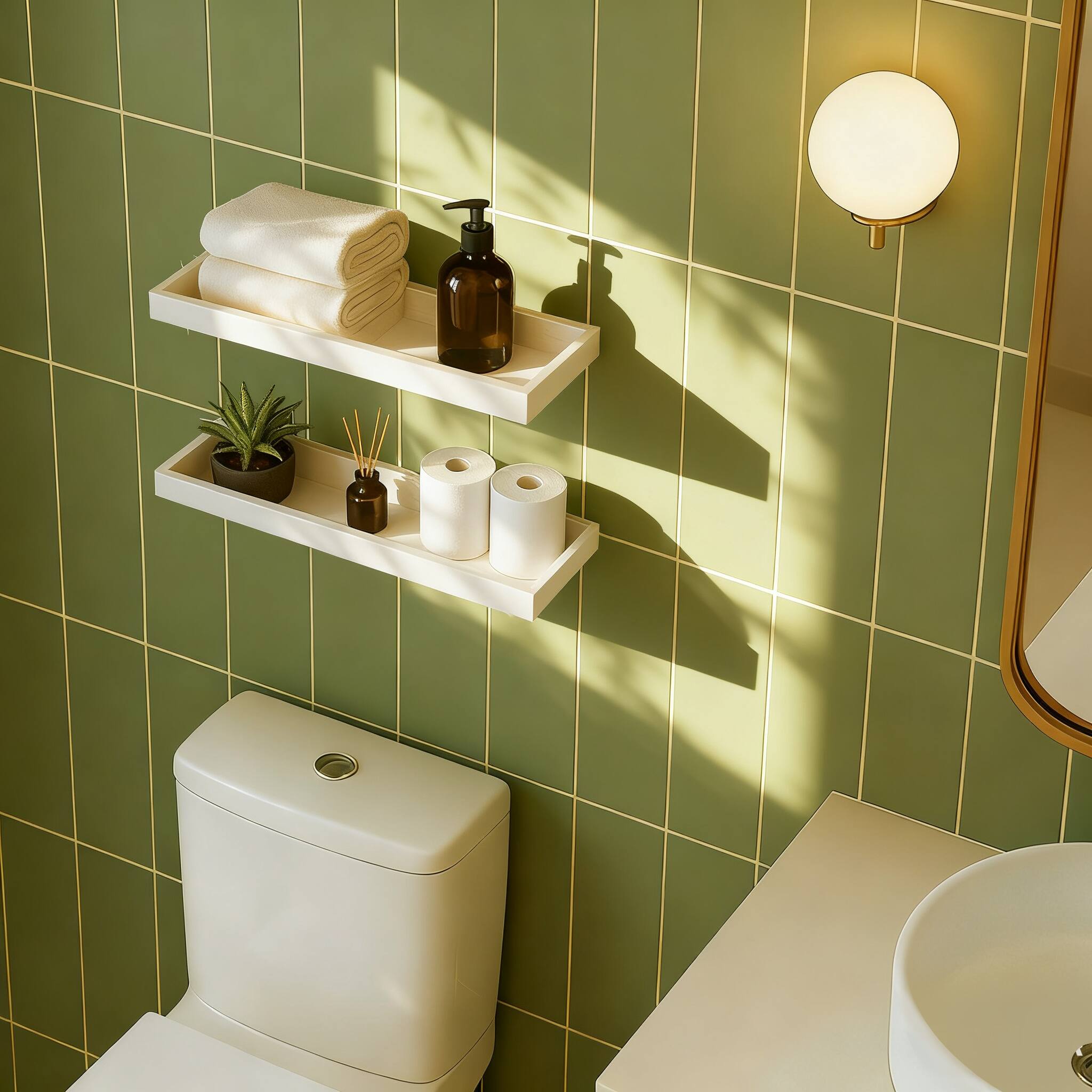 Alt View 1. BOMEDA - 2 Pack 24 in Floating Shelves, Wooden Wall Shelf for Bedroom Living Room Kitchen, Bathroom Shelves with Raised Lip - White.