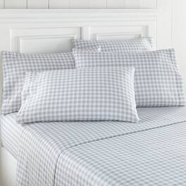 Shavel Home Products - Seersucker Sheet Set, Queen - Gingham Gray