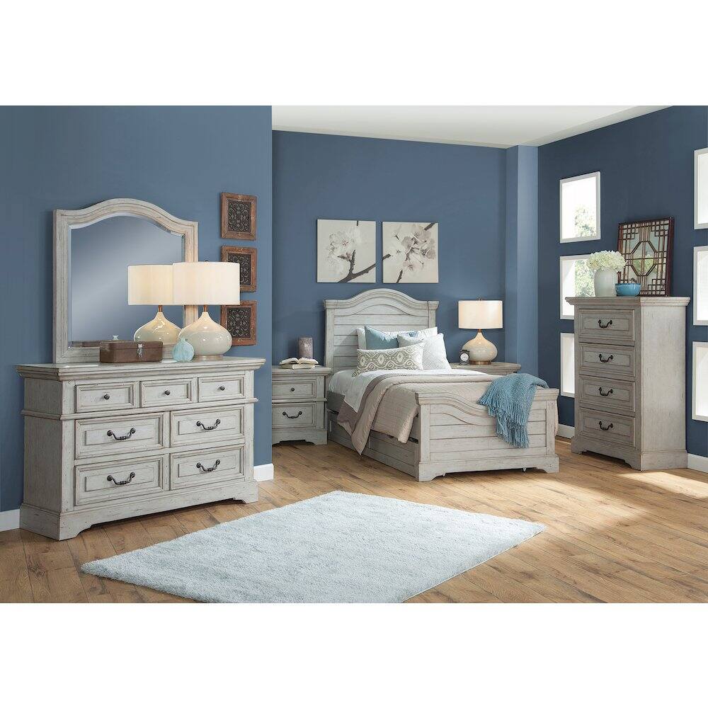 Alt View 6. American Woodcrafters - Stonebrook Small Nightstand - Light Distressed Antique Gray - Gray.