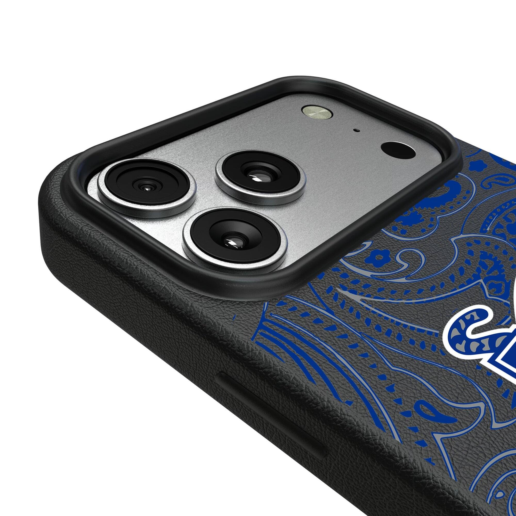 Alt View 2. Keyscaper - Memphis Tigers Paisley iPhone Magnetic Bump Case - 16 Plus - Black.