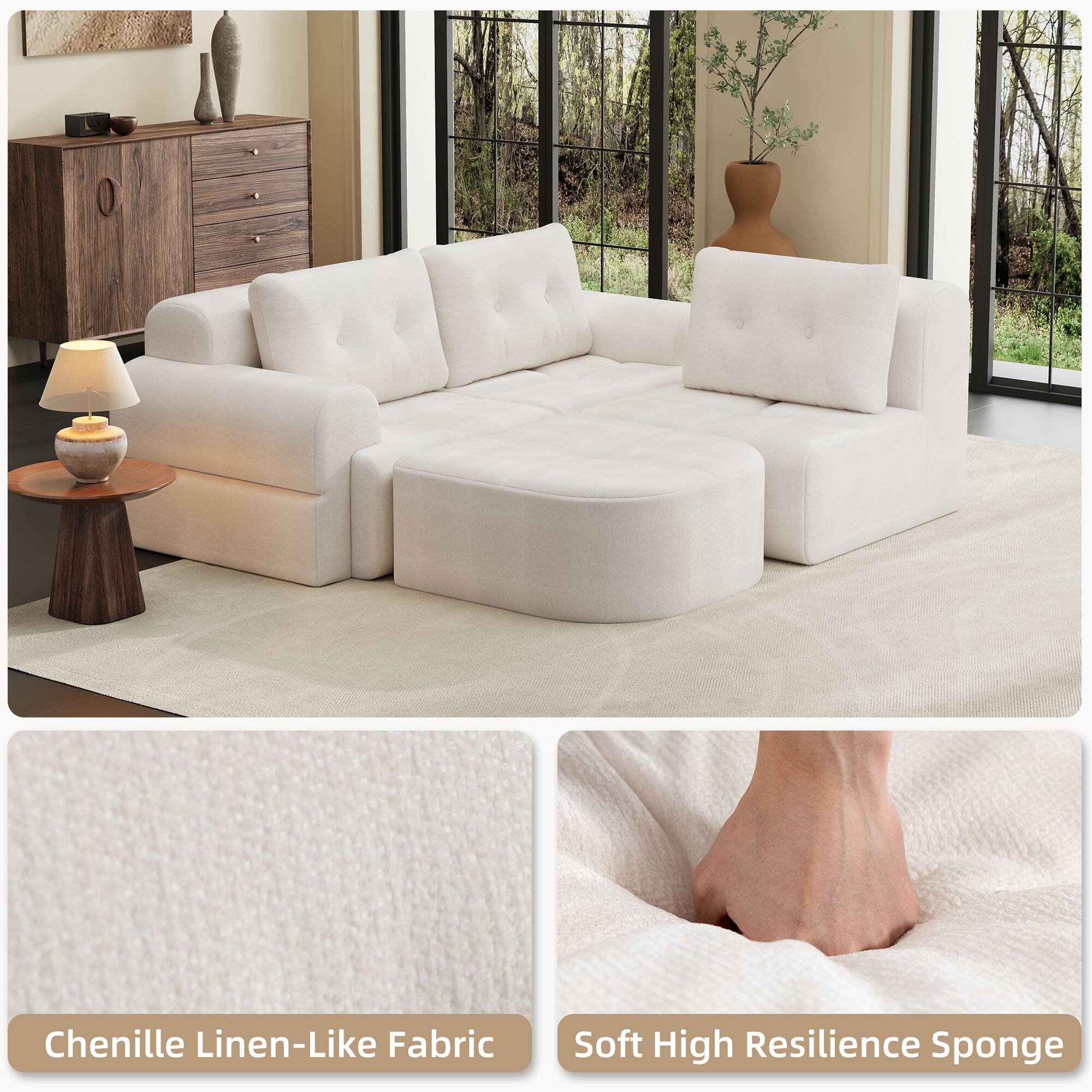 Chenille Linen-Like Fabric  
Soft High Resilience Sponge