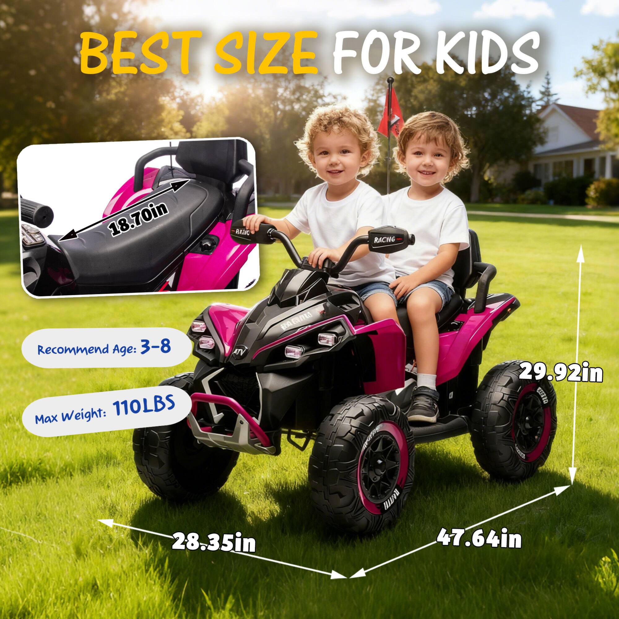 Left. ELEMENT ACE - Large Kids Ride-On Electric ATV with Parental Remote Control, Four-Wheel Shock Absorbers, Bluetooth, and Music Functions - Black,Pink.