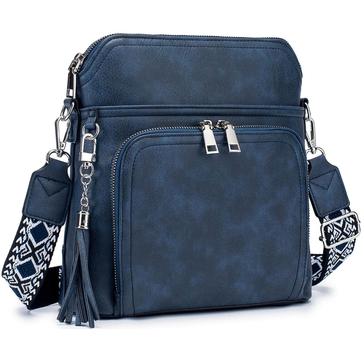 Live At Space - Crossbody Purse For Women Lightweight Medium Bag Soft Leather Women's Shoulder Handbags With Tassel PREMIUM MATERIAL - Blue2