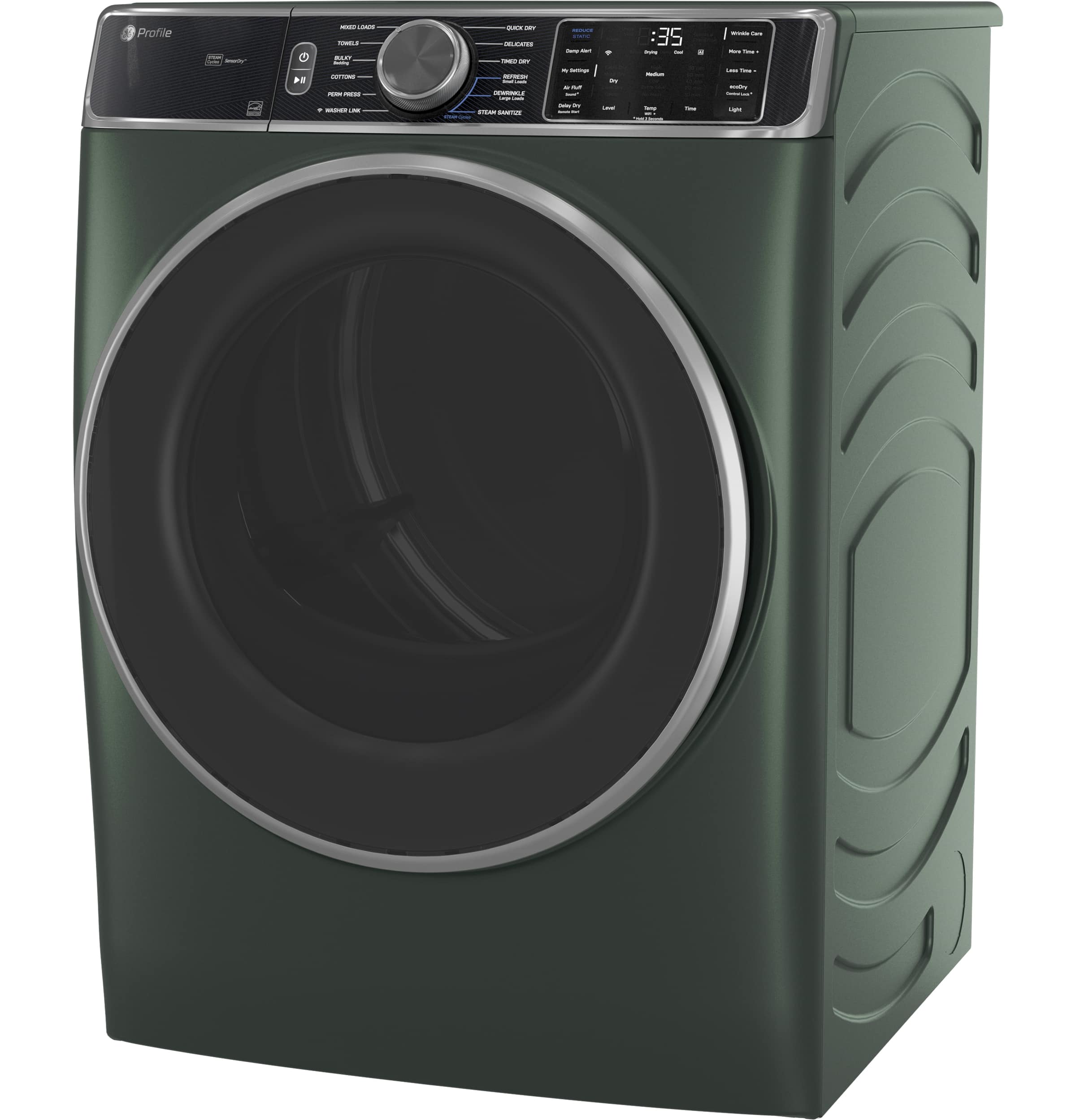 Alt View 1. GE Profile - 7.8 Cu. Ft. Stackable Smart Electric Dryer with Steam and Sanitize Cycle - Jade Green.