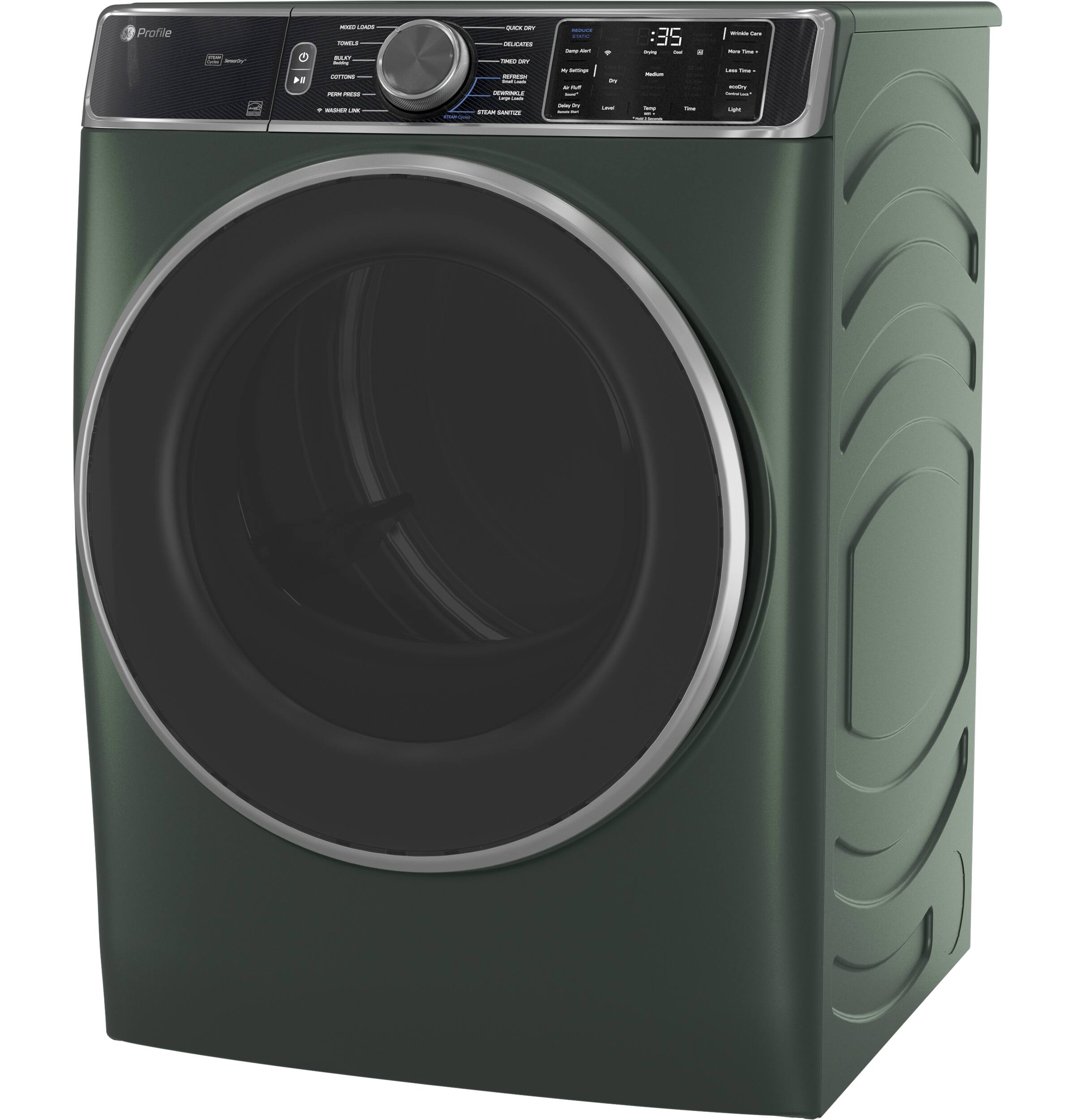 Alt View 1. GE Profile - 7.8 Cu. Ft. Stackable Smart Electric Dryer with Steam and Sanitize Cycle - Jade Green.