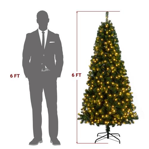 Alt View 1. Winado - 6FT Artificial Christmas PVC Tree Pre-Lit Hinged with LED Lights, Branch Tips for Indoor Xmas Holiday Party Decoration - Green.