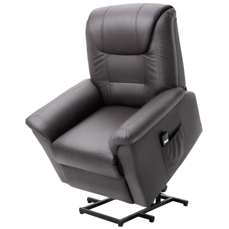 Hivvago - Electric PU Leather Power Lift Chair with Remote Control & Side Pockets - Brown
