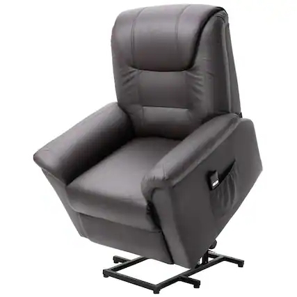 Front. Hivvago - Electric PU Leather Power Lift Chair with Remote Control & Side Pockets - Brown.