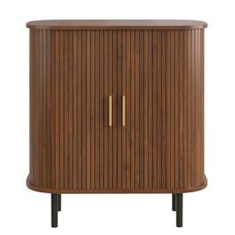 Forest'nSky - 28" Fluted Wine Bar Cabinet Sideboards with 8-Grid Wine Rack, 5-Level Adjustable Shelves - Walnut