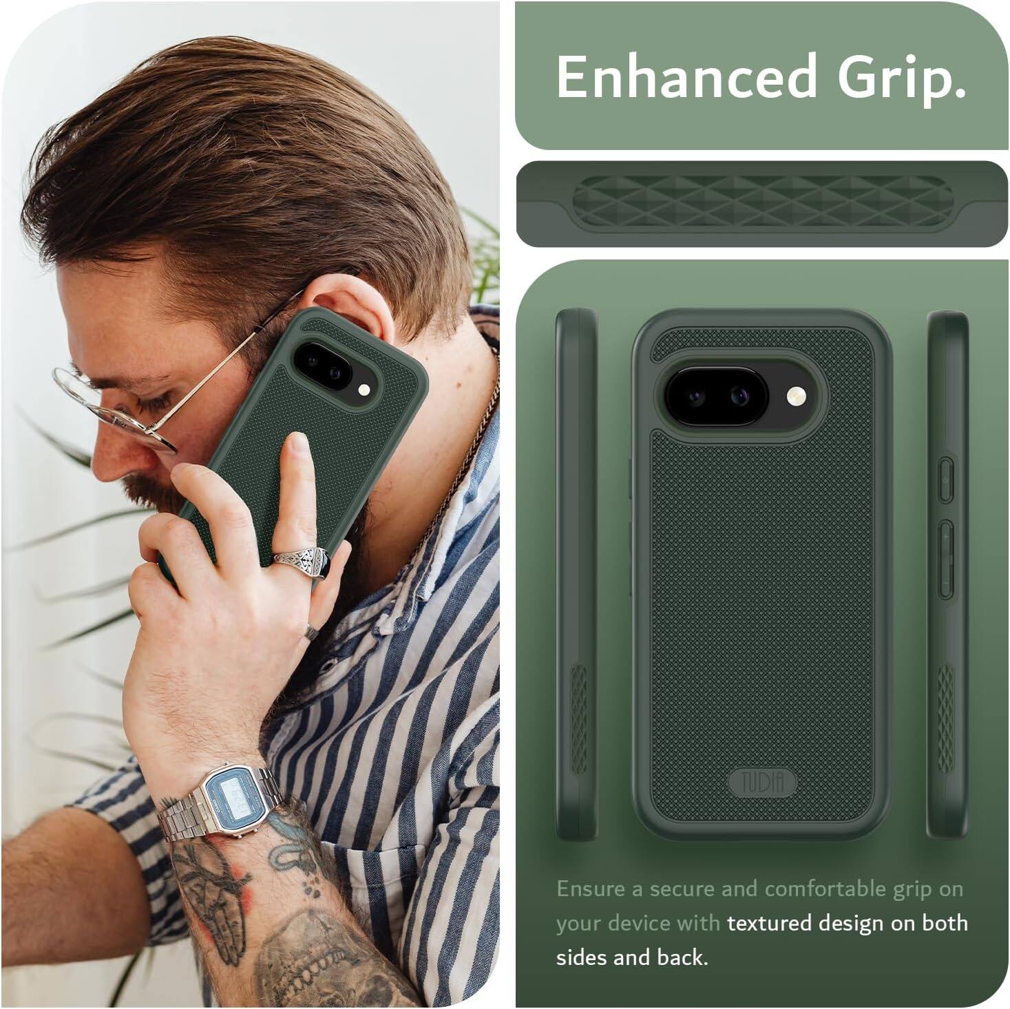 Enhanced Grip.

Ensure a secure and comfortable grip on your device with textured design on both sides and back.