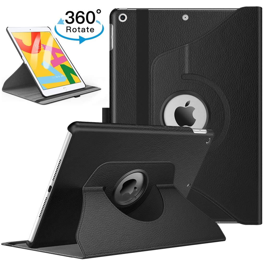 Entronix - iPad Mini 1/2/3 Case - 360 Degree Rotating Cover for Ultimate Protection - Black