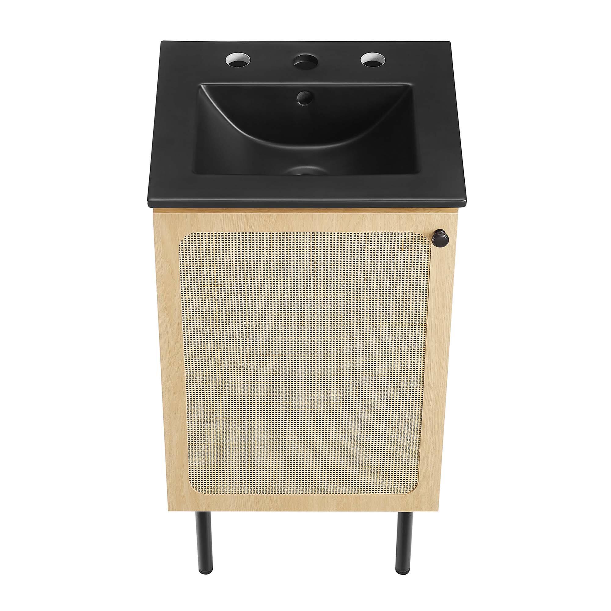Alt View 10. Modway - Chaucer Bathroom Vanity with Black Basin Included by Modway - Oak Black.