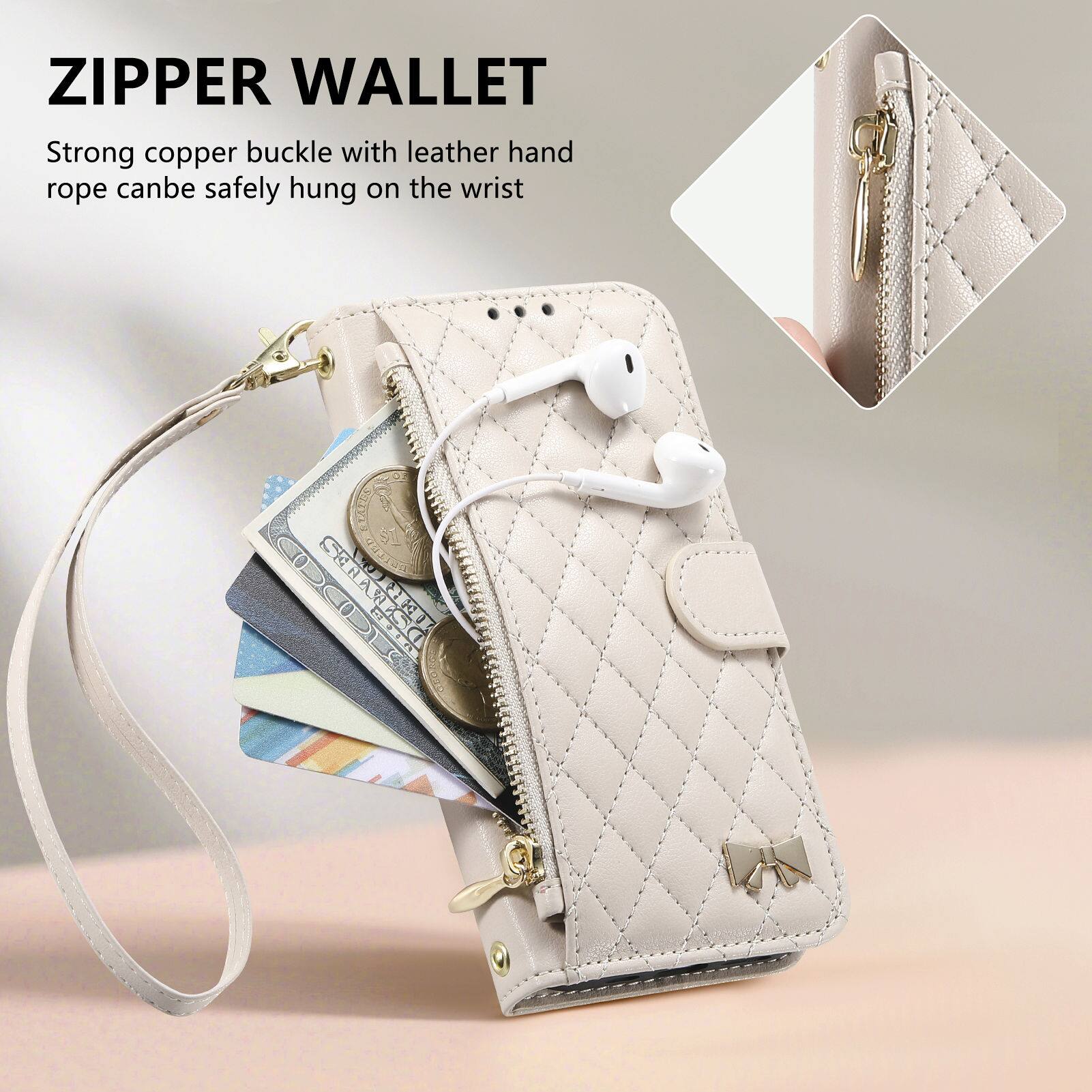 ZIPPER WALLET

Strong copper buckle with leather hand rope can be safely hung on the wrist