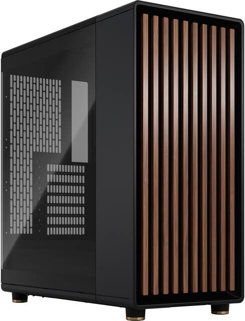 Fractal Design - North Charcoal Black Chassis with Walnut Front and Dark Tinted TG Side Panel Mid-Tower PC Case - Black