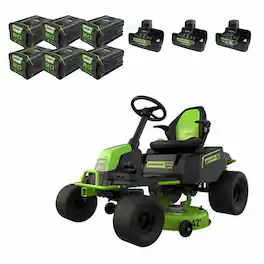 Greenworks - RENEWED 80V 42" Cordless CrossoverT Riding Lawn Mower, (6) 5Ah Batteries and (3) Dual-Port Turbo Chargers, CRT4281